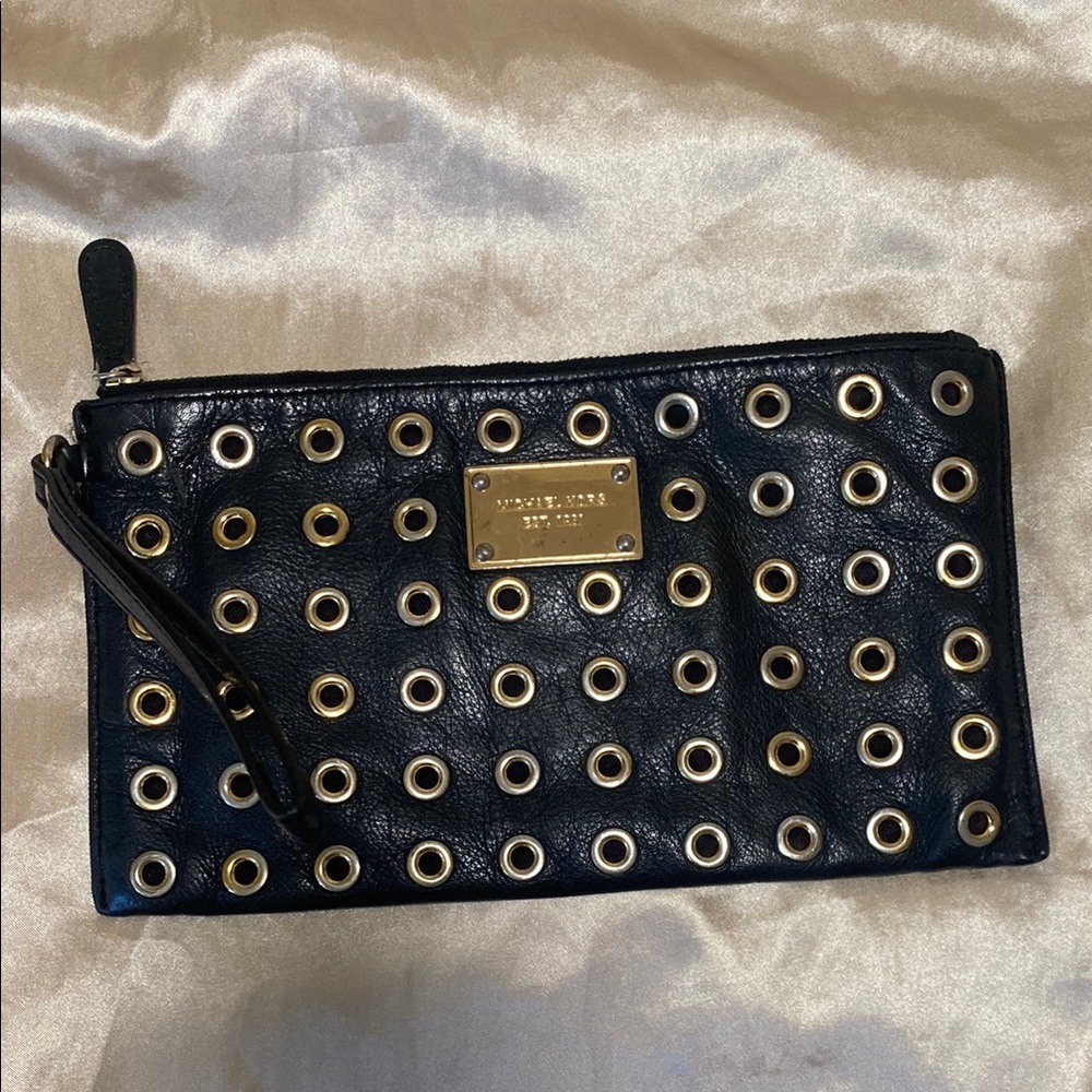 Michael Kors Black Pouch with Gold Accents